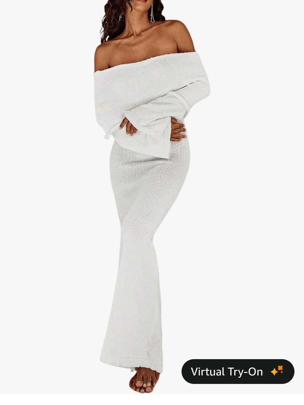 Off-Shoulder White Maxi Dress